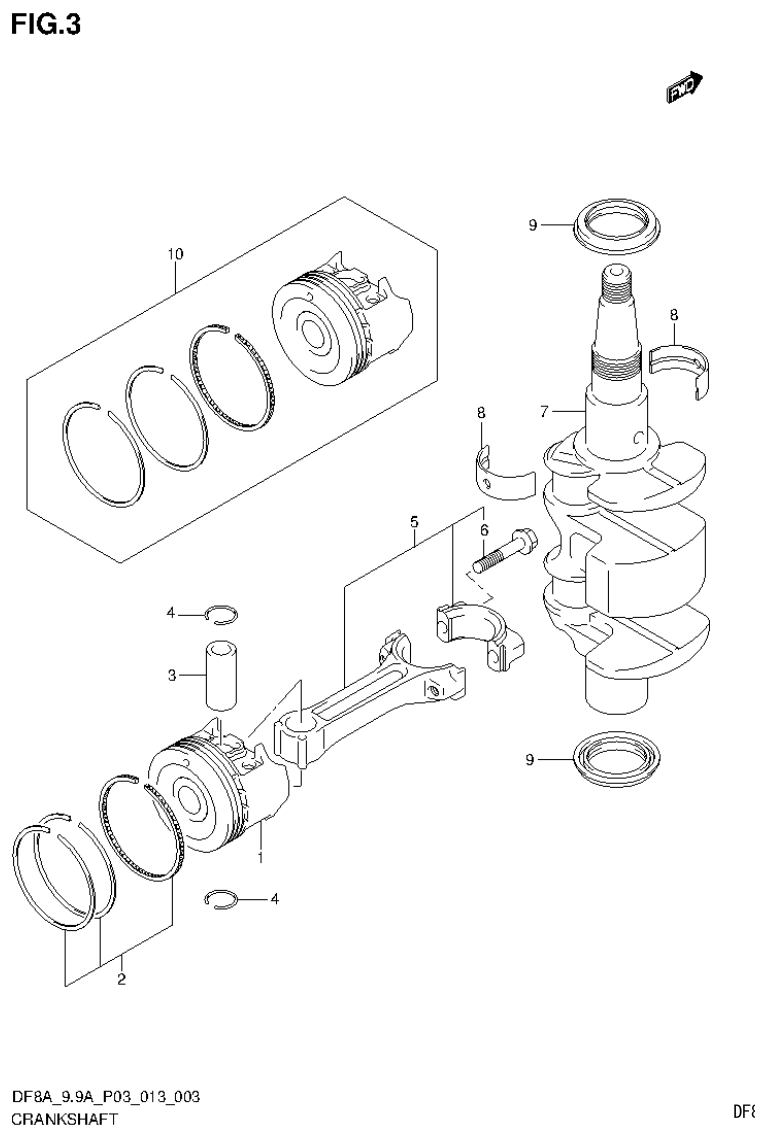 Suzuki DF8AR CRANKSHAFT parts diagram