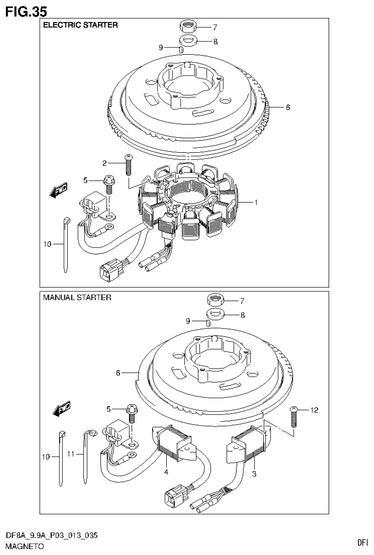 Suzuki DF8AR MAGNETO (DF9.9A P03) parts diagram