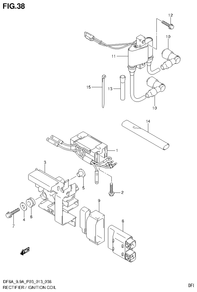 Suzuki DF8AR RECTIFIER / IGNITION COIL (DF8AR P03) parts diagram