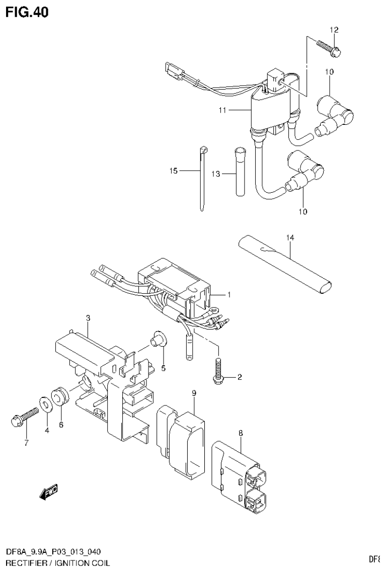 Suzuki DF8AR RECTIFIER / IGNITION COIL (DF9.9AR P03) parts diagram