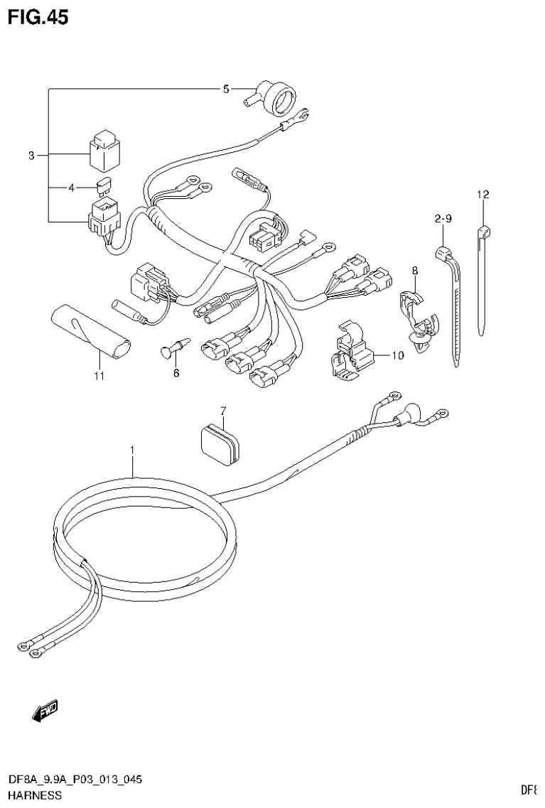 Suzuki DF8AR HARNESS (DF8A P03) parts diagram