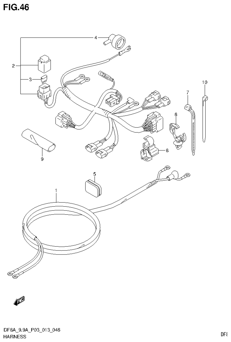 Suzuki DF8AR HARNESS (DF8AR P03) parts diagram