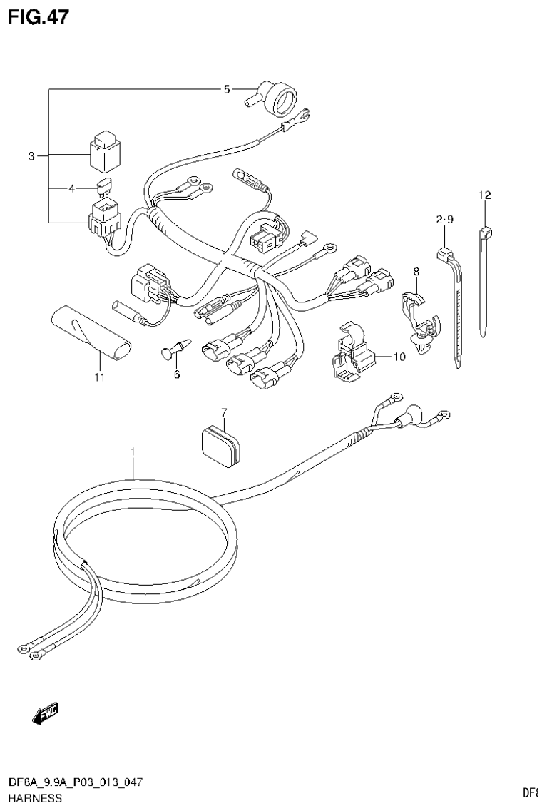 Suzuki DF8AR HARNESS (DF9.9A P03) parts diagram