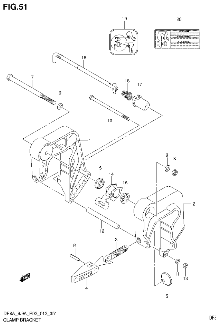 Suzuki DF8AR CLAMP BRACKET (DF9.9A P03) parts diagram
