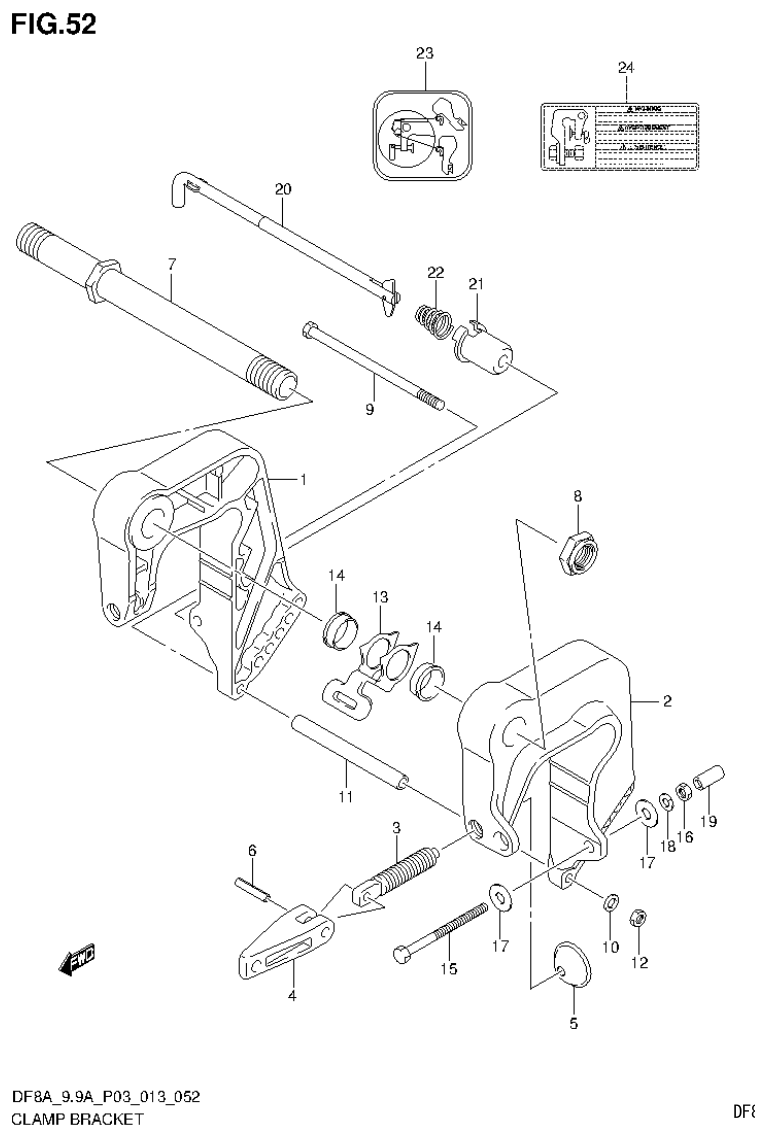 Suzuki DF8AR CLAMP BRACKET (DF9.9AR P03) parts diagram