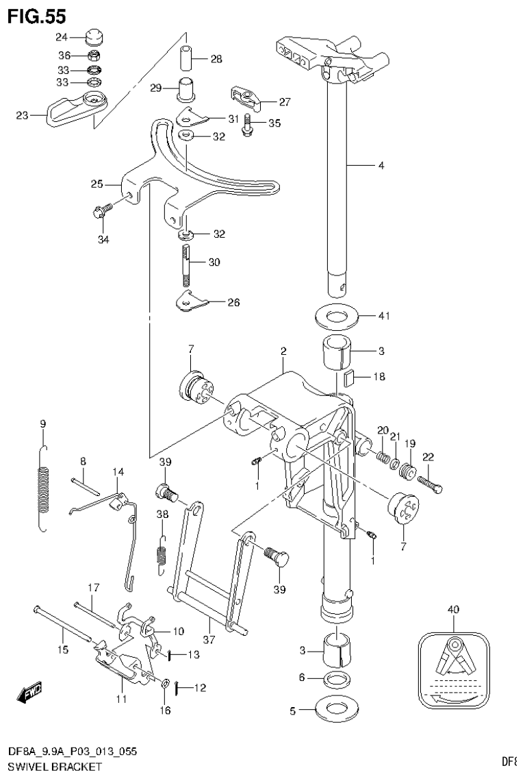 Suzuki DF8AR SWIVEL BRACKET (DF9.9A P03) parts diagram