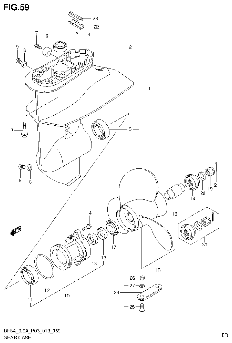 Suzuki DF8AR GEAR CASE parts diagram