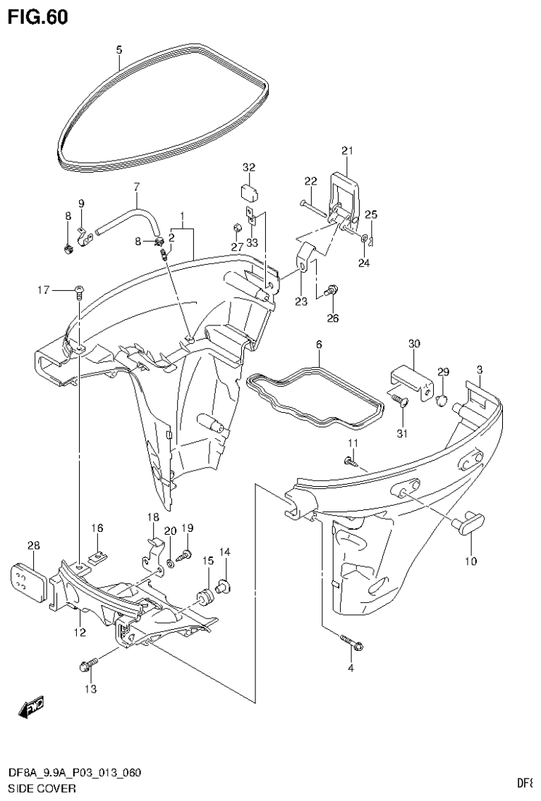 Suzuki DF8AR SIDE COVER (DF8A P03) parts diagram