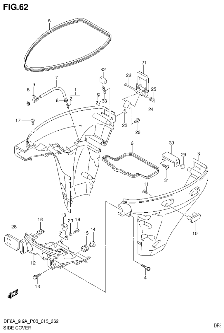Suzuki DF8AR SIDE COVER (DF9.9A P03) parts diagram