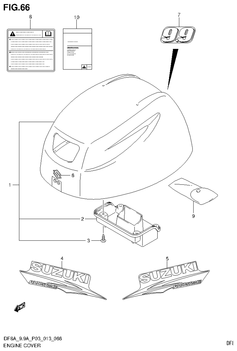 Suzuki DF8AR ENGINE COVER (DF9.9A P03) parts diagram