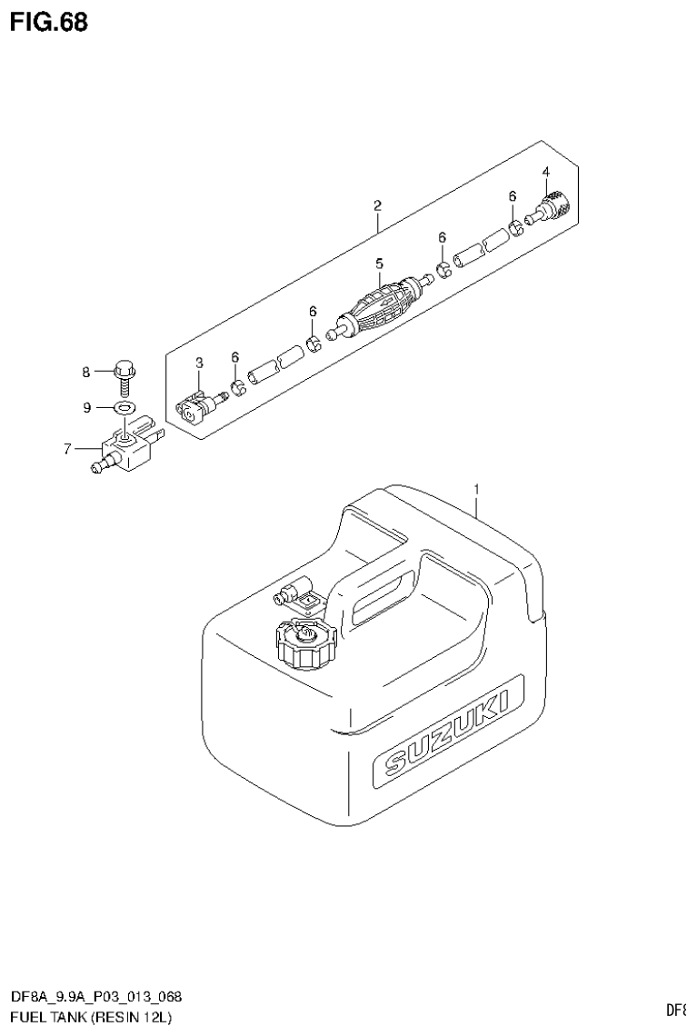 Suzuki DF8AR FUEL TANK (RESIN 12L) parts diagram