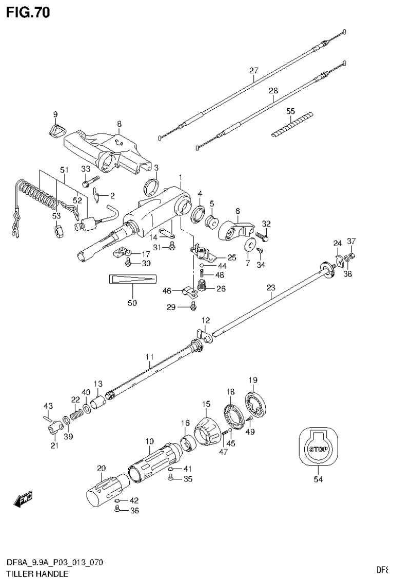 Suzuki DF8AR TILLER HANDLE (DF9.9A P03) parts diagram