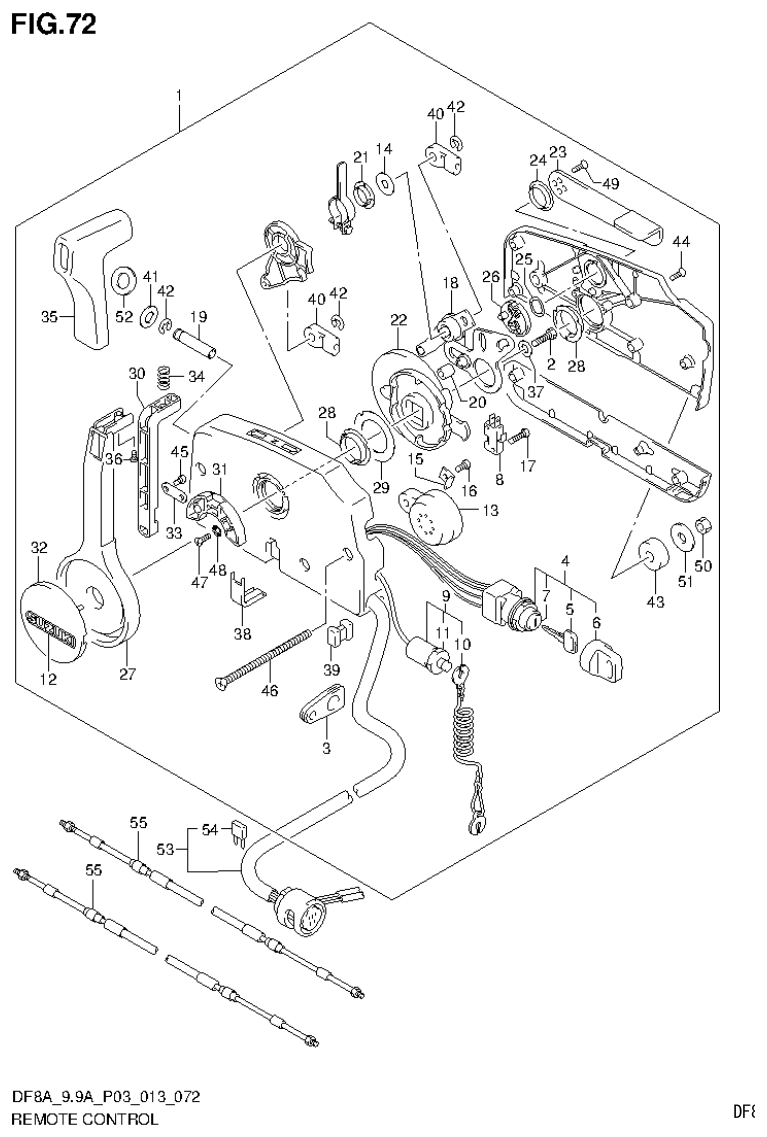 Suzuki DF8AR REMOTE CONTROL (DF9.9AR P03) parts diagram