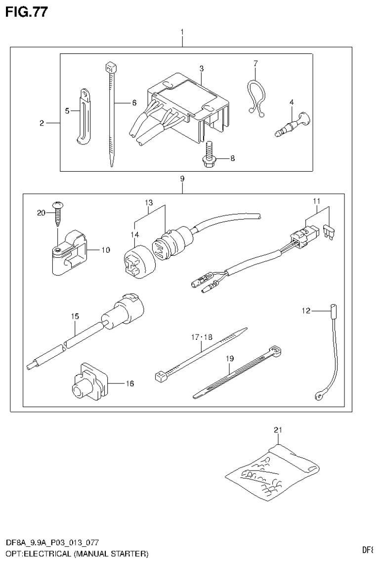 Suzuki DF8AR OPT:ELECTRICAL (MANUAL STARTER) (DF8A P03) parts diagram