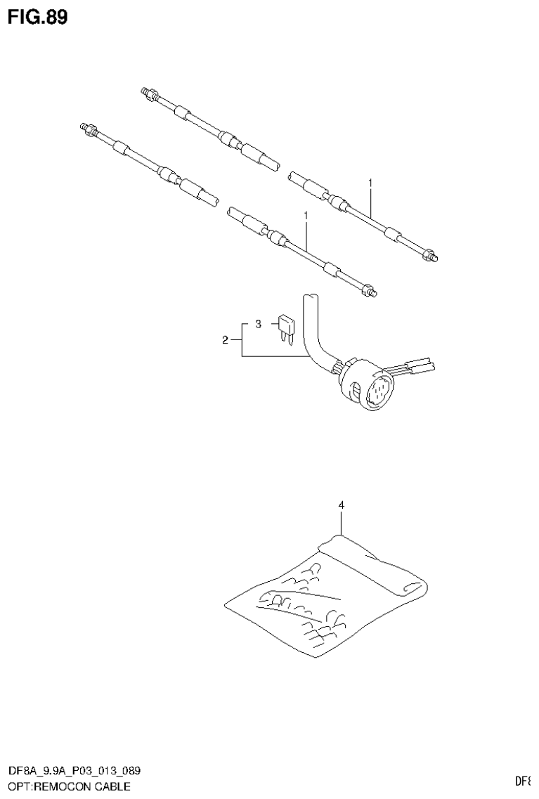 Suzuki DF8AR OPT:REMOCON CABLE (DF9.9A P03) parts diagram