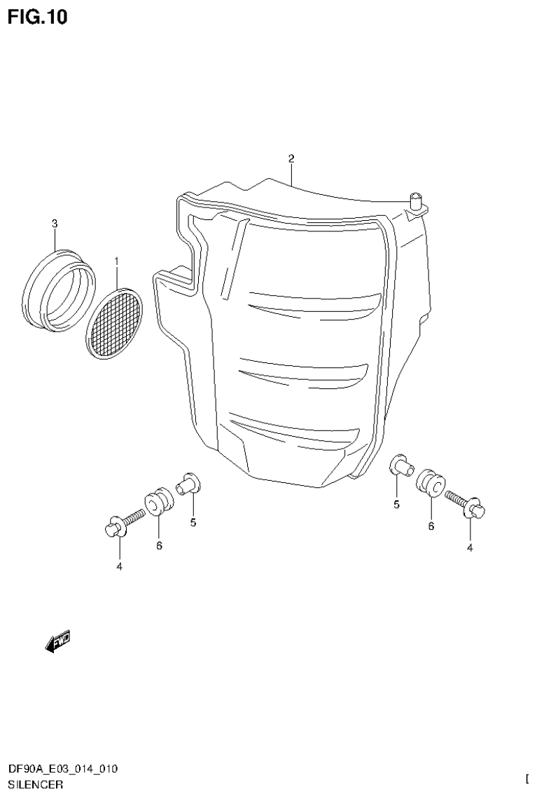 Suzuki DF80A, DF90A SILENCER parts diagram