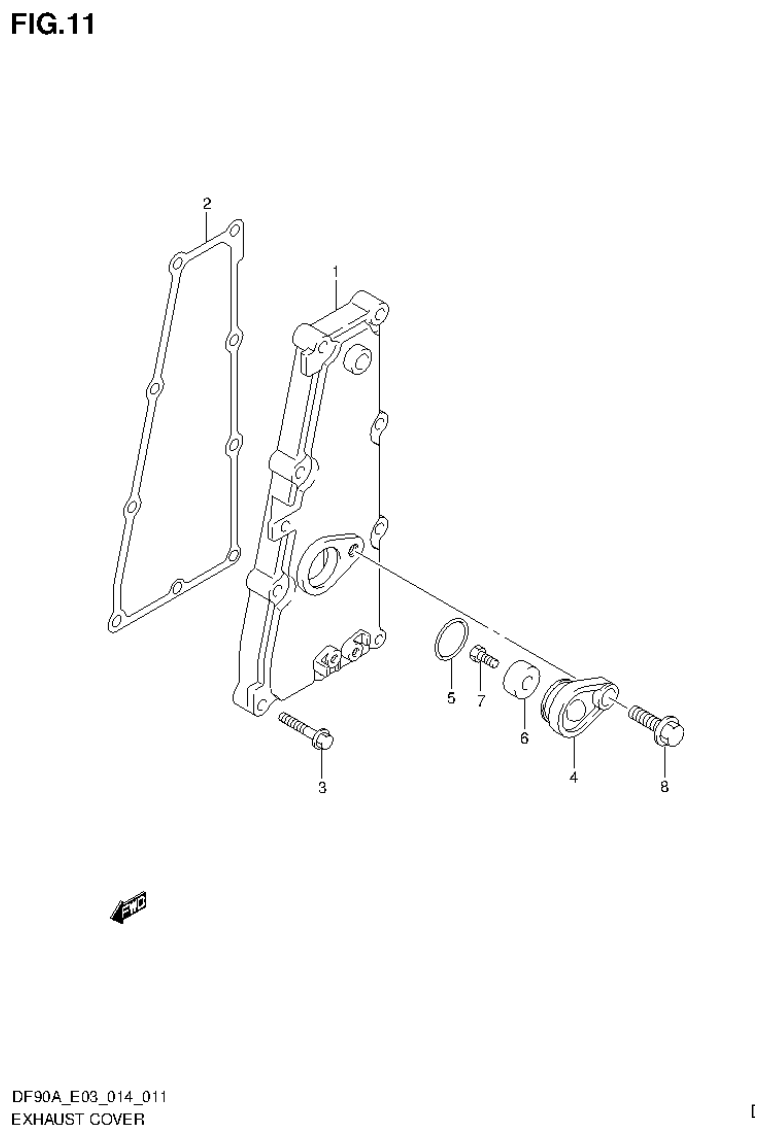 Suzuki DF80A, DF90A EXHAUST COVER parts diagram