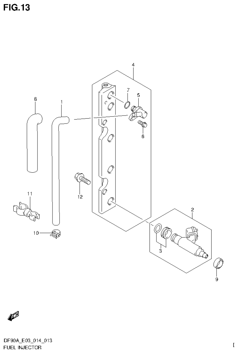 Suzuki DF80A, DF90A FUEL INJECTOR parts diagram