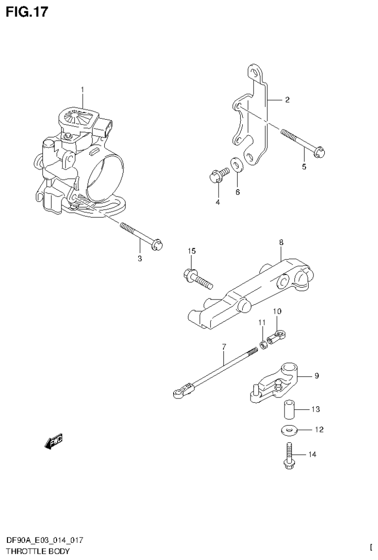 Suzuki DF80A, DF90A THROTTLE BODY parts diagram