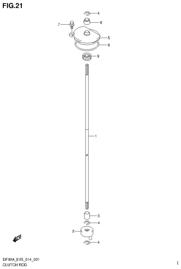 Suzuki DF80A, DF90A CLUTCH ROD parts diagram