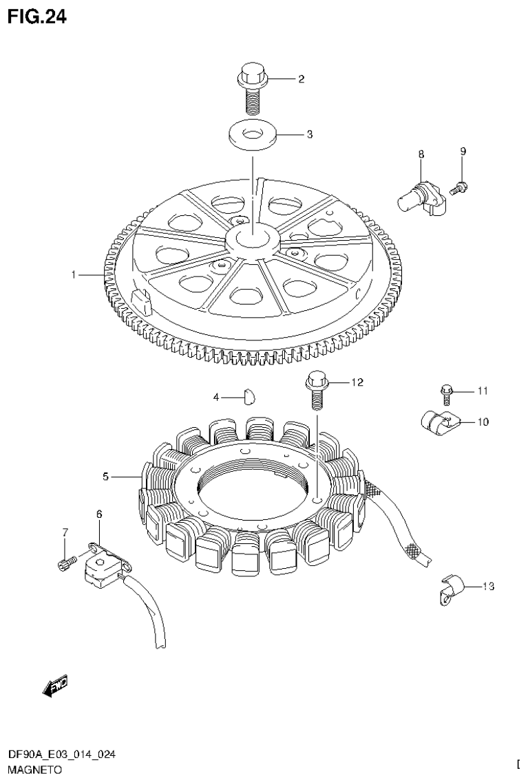 Suzuki DF80A, DF90A MAGNETO parts diagram