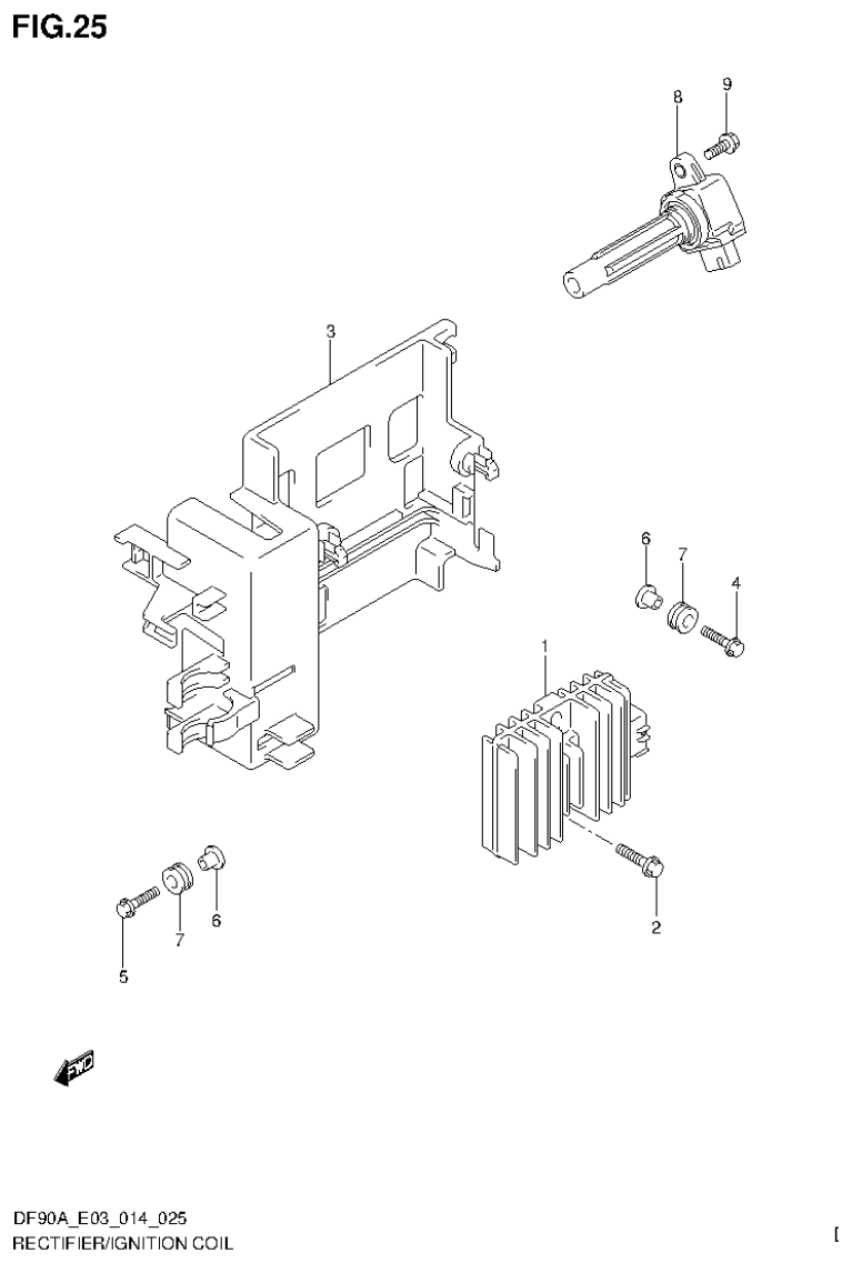 Suzuki DF80A, DF90A RECTIFIER/IGNITION COIL parts diagram