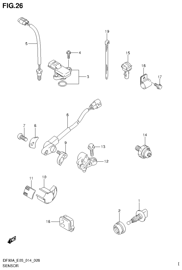Suzuki DF80A, DF90A SENSOR parts diagram