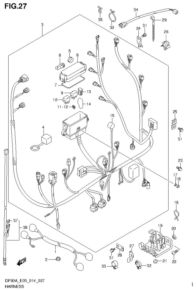 Suzuki DF80A, DF90A HARNESS parts diagram