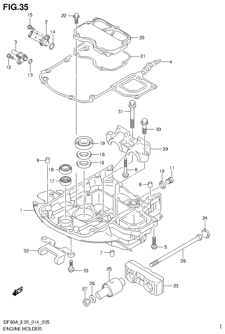 Suzuki DF80A, DF90A ENGINE HOLDER parts diagram