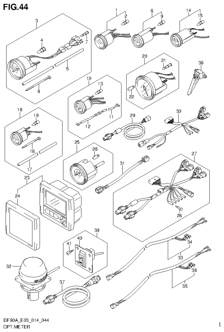 Suzuki DF80A, DF90A OPT:METER parts diagram