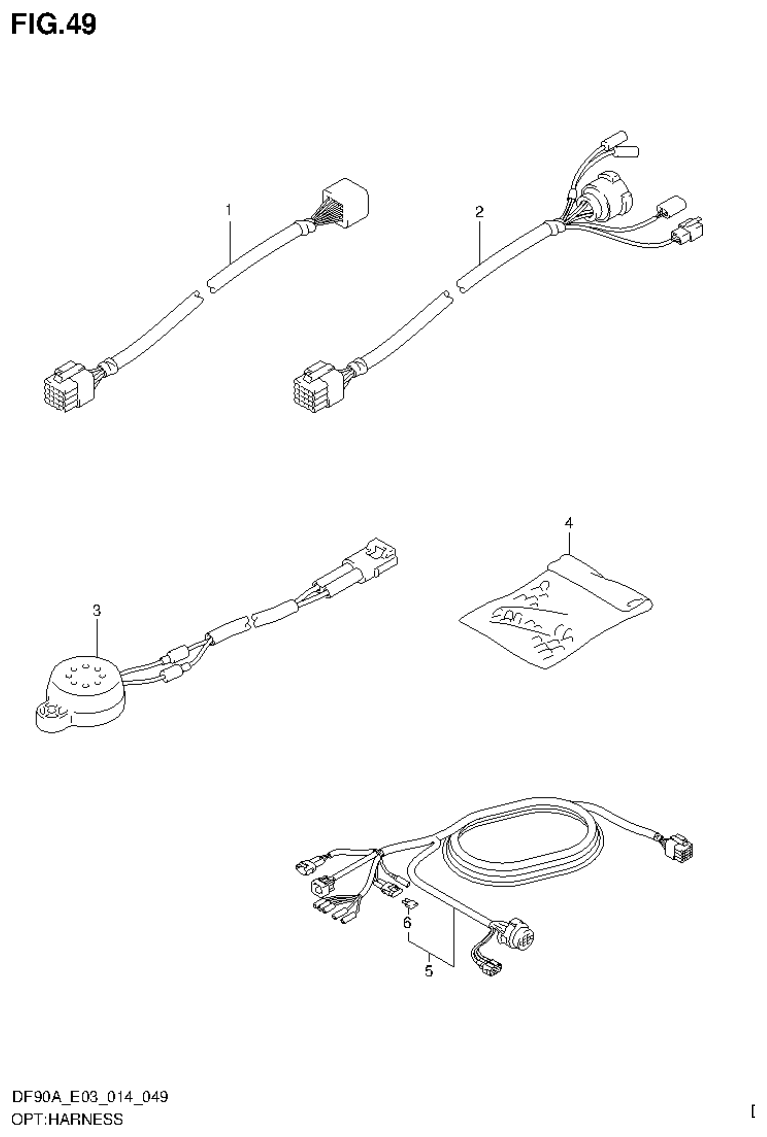 Suzuki DF80A, DF90A OPT:HARNESS parts diagram