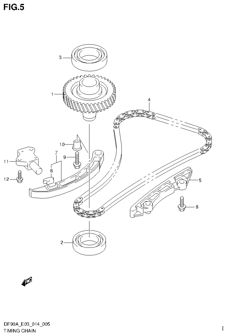 Suzuki DF80A, DF90A TIMING CHAIN parts diagram