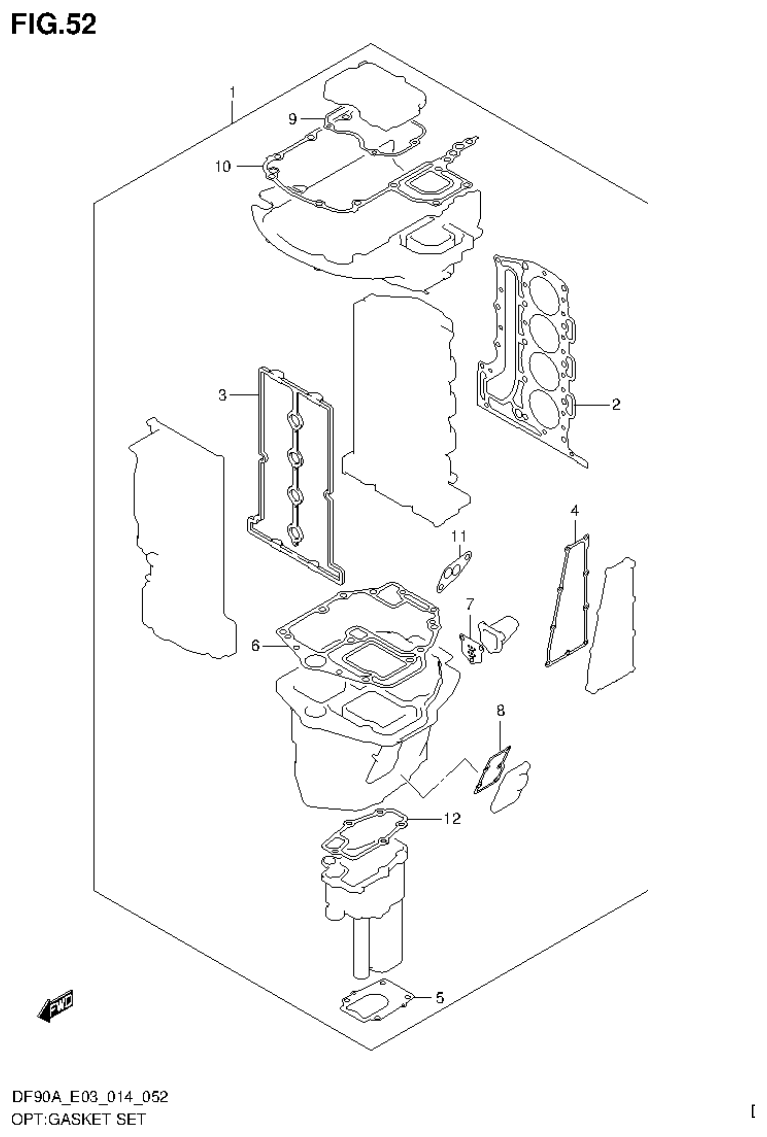 Suzuki DF80A, DF90A OPT:GASKET SET parts diagram