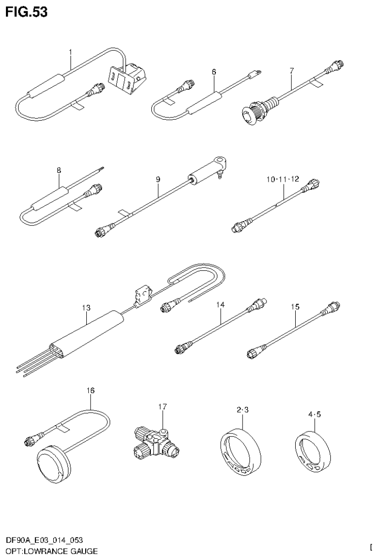Suzuki DF80A, DF90A OPT:LOWRANCE GAUGE parts diagram