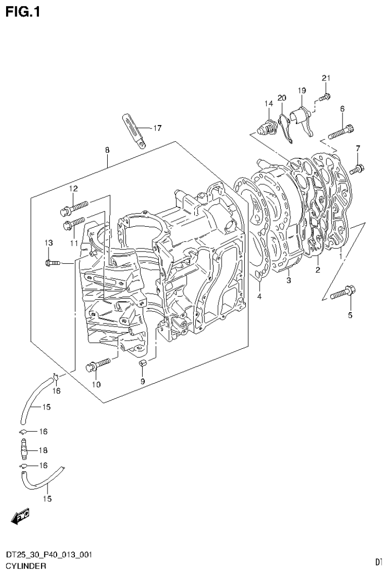 Suzuki DT25, DT25K, DT30, DT30R CYLINDER (DT25K P36) parts diagram