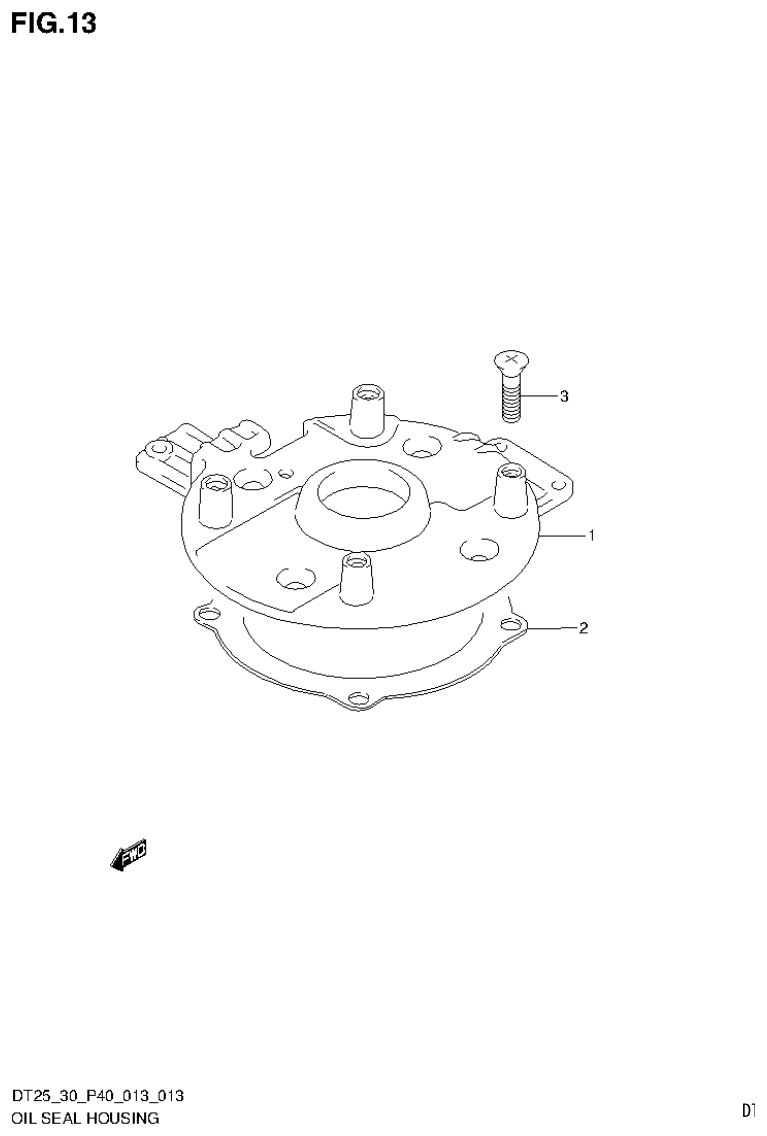 Suzuki DT25, DT25K, DT30, DT30R OIL SEAL HOUSING (DT25K P36) parts diagram
