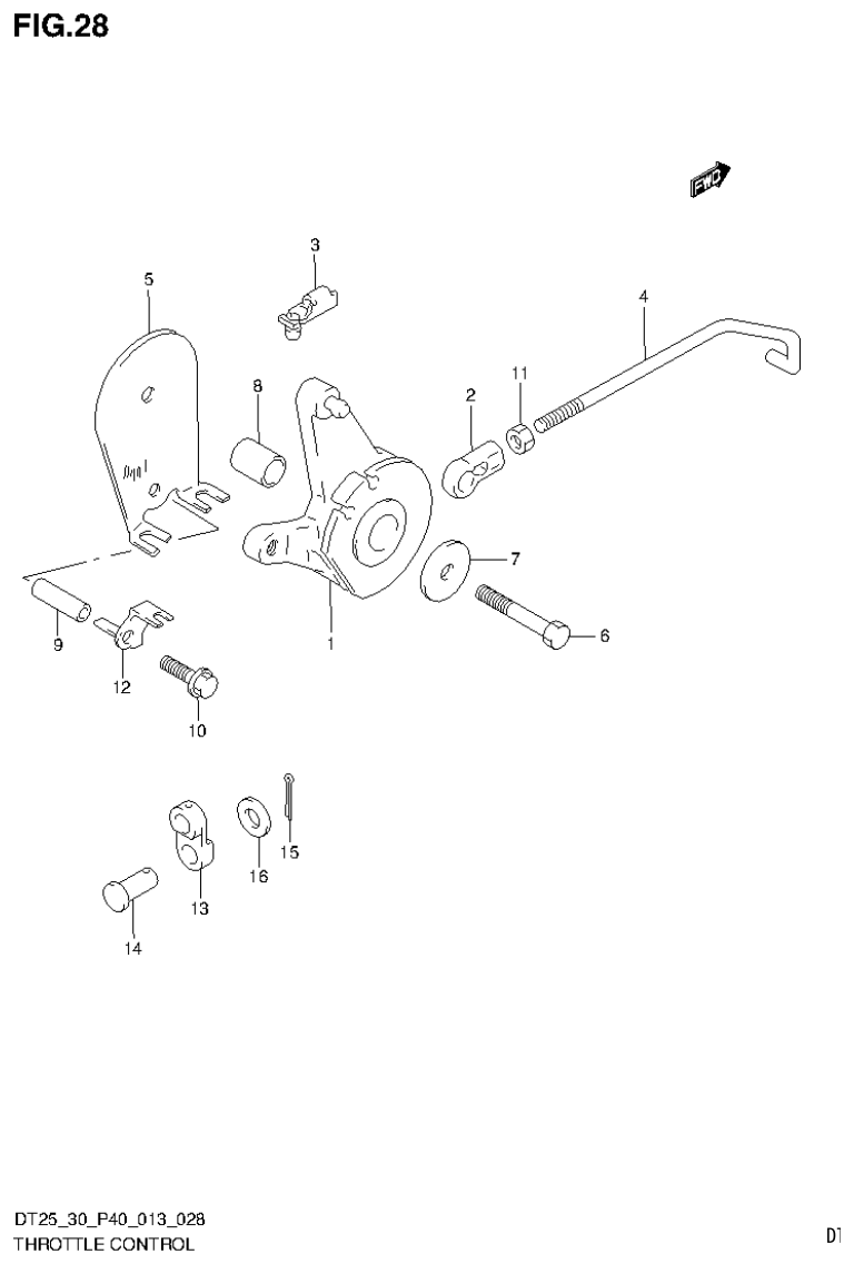 Suzuki DT25, DT25K, DT30, DT30R THROTTLE CONTROL (DT25K P36) parts diagram