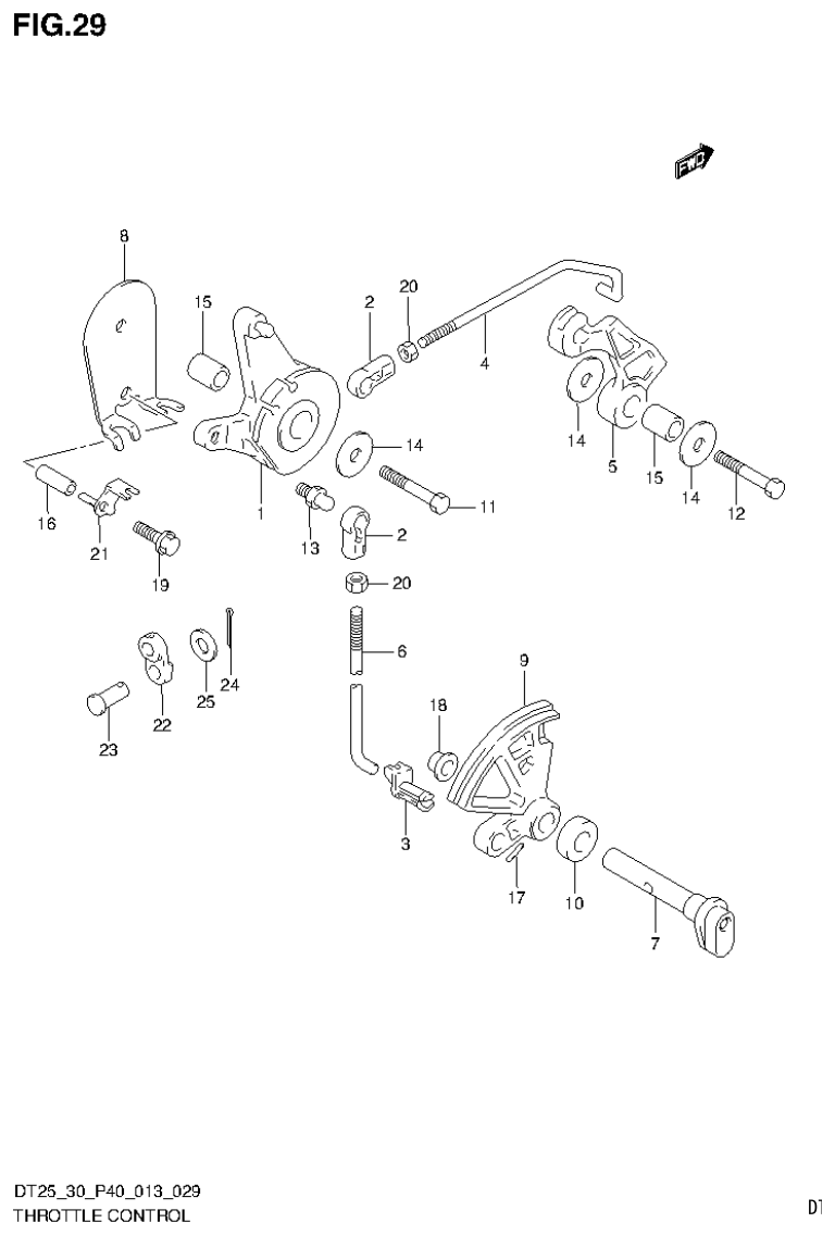 Suzuki DT25, DT25K, DT30, DT30R THROTTLE CONTROL (DT30 P40) parts diagram