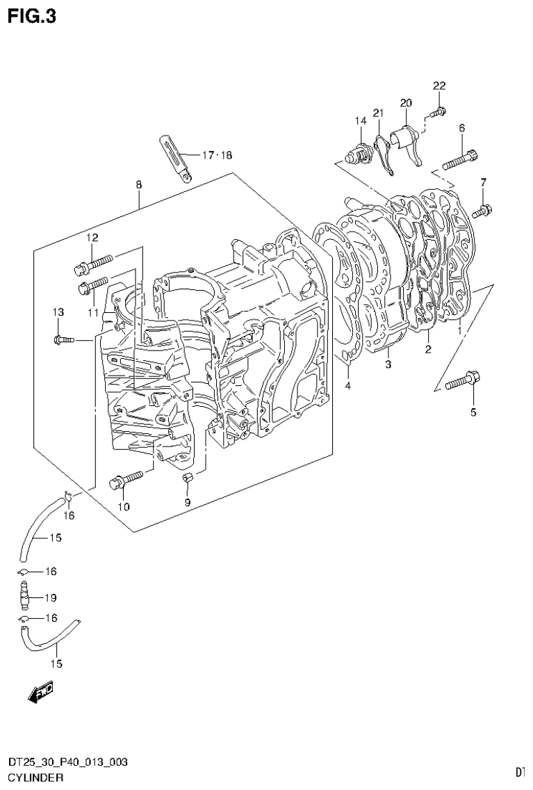Suzuki DT25, DT25K, DT30, DT30R CYLINDER (DT30R P40) parts diagram