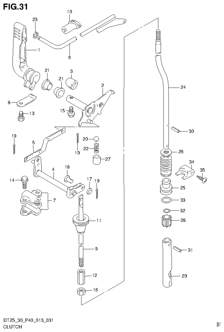 Suzuki DT25, DT25K, DT30, DT30R CLUTCH (DT25K P36) parts diagram