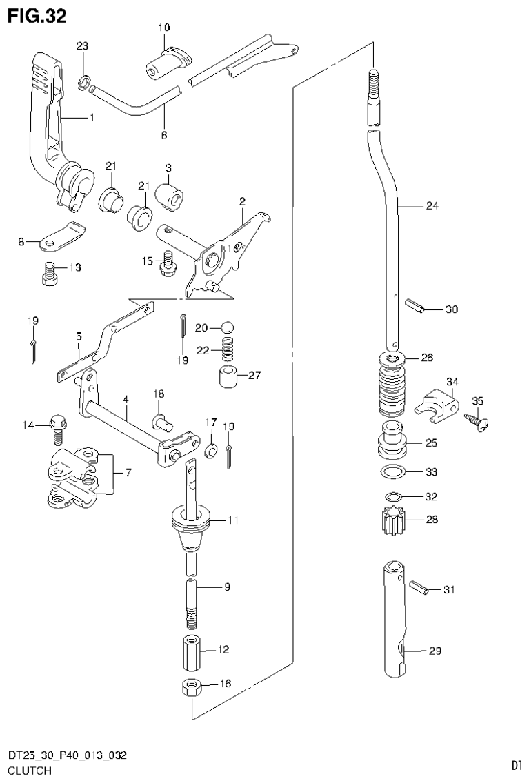 Suzuki DT25, DT25K, DT30, DT30R CLUTCH (DT30 P40) parts diagram