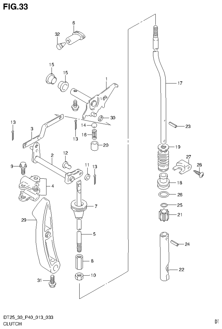 Suzuki DT25, DT25K, DT30, DT30R CLUTCH (DT30R P40) parts diagram