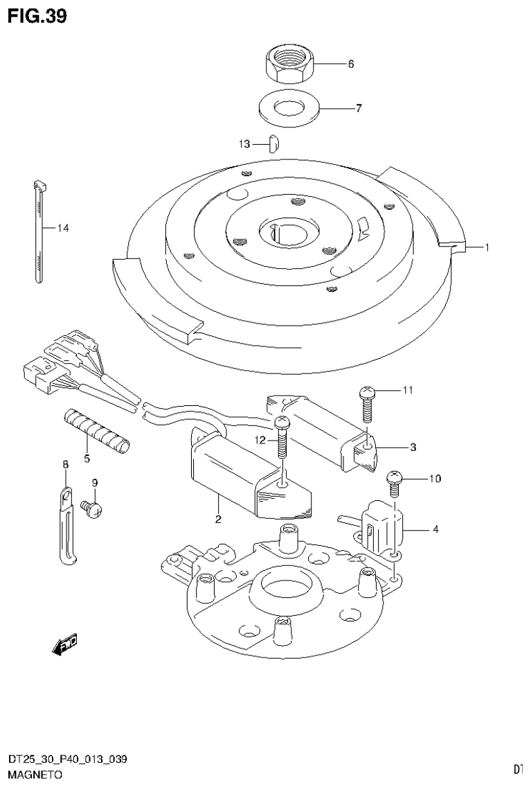Suzuki DT25, DT25K, DT30, DT30R MAGNETO (DT25K P36) parts diagram