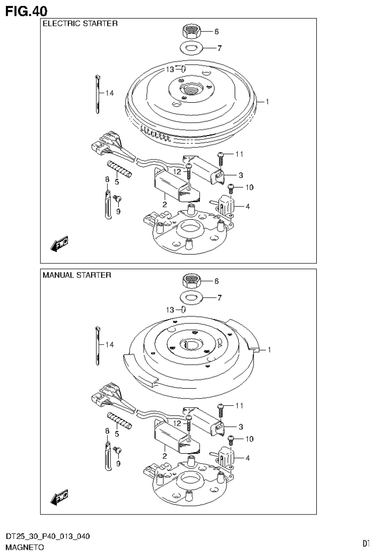 Suzuki DT25, DT25K, DT30, DT30R MAGNETO (DT30 P40) parts diagram