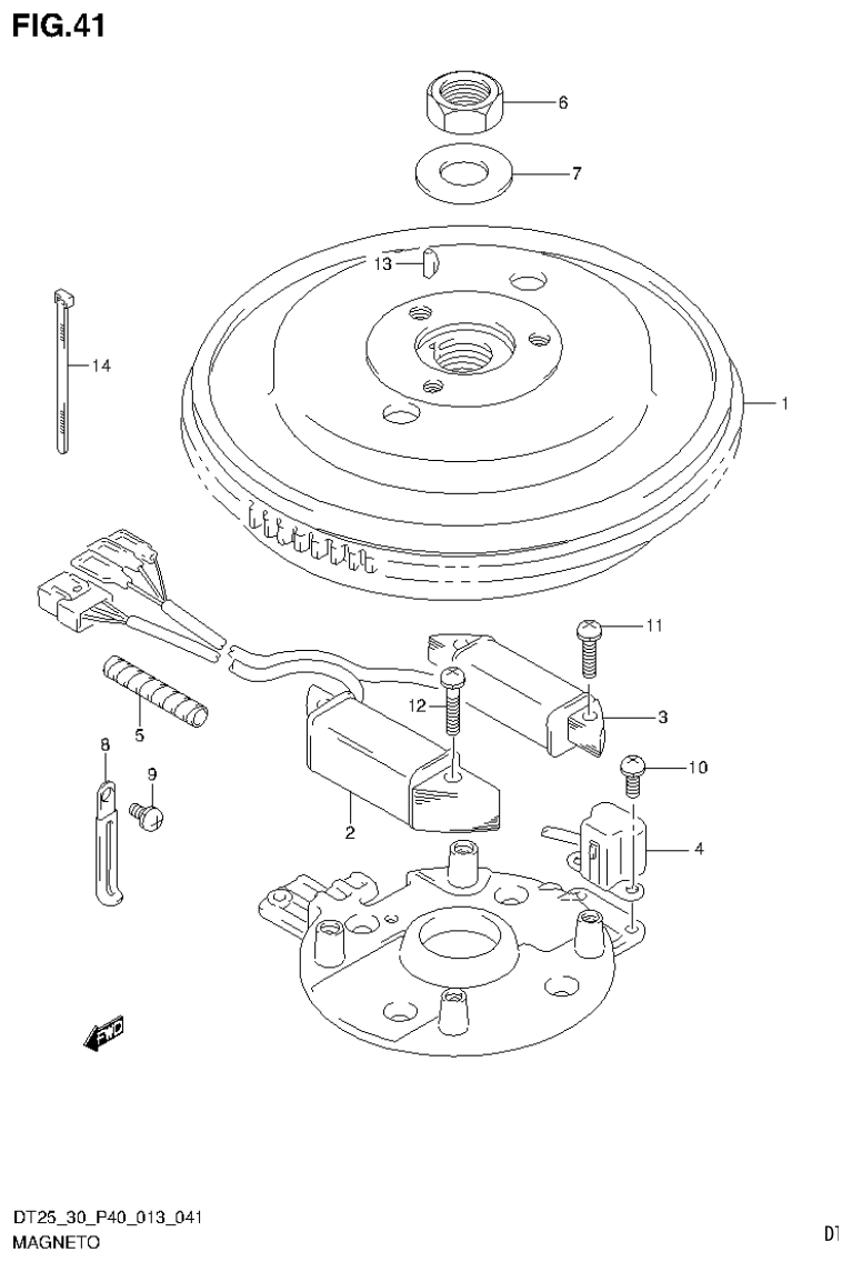 Suzuki DT25, DT25K, DT30, DT30R MAGNETO (DT30R P40) parts diagram