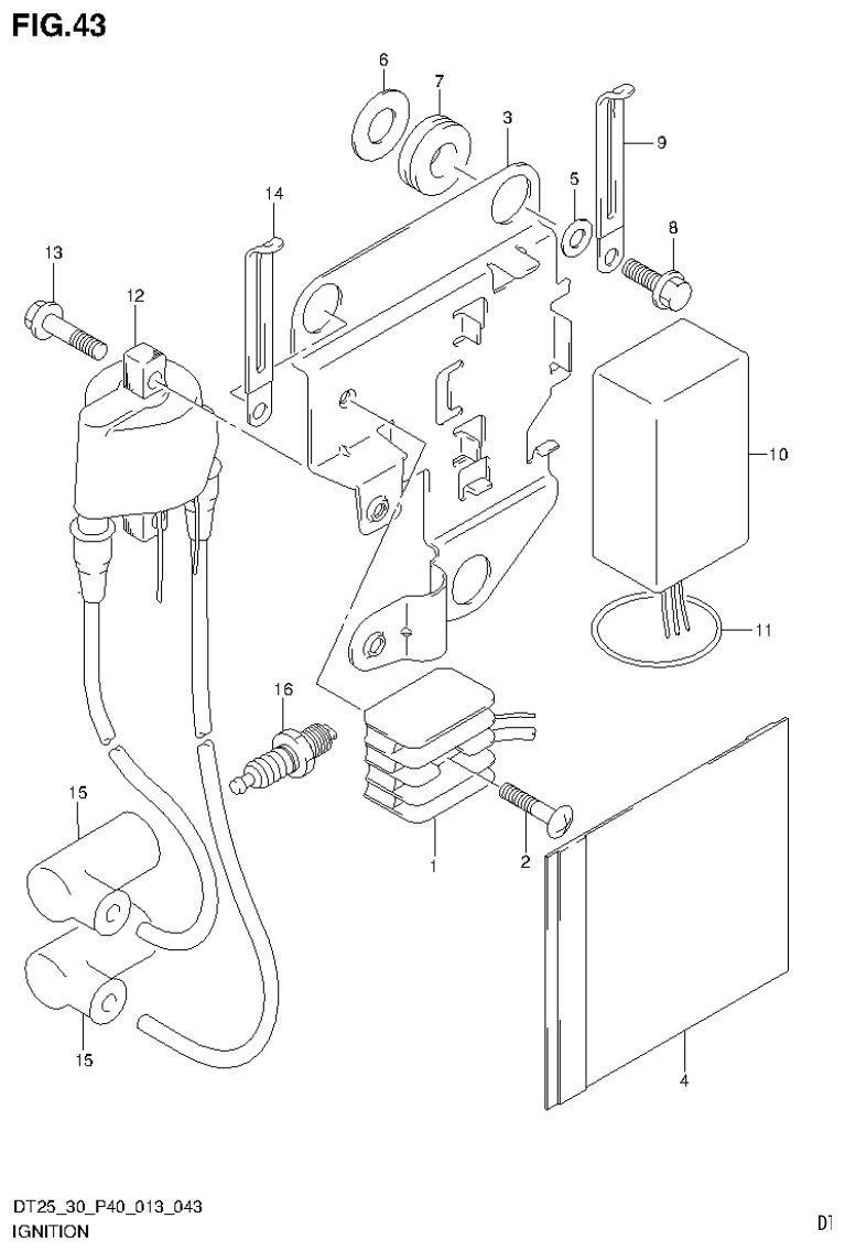 Suzuki DT25, DT25K, DT30, DT30R IGNITION (DT30 P40) parts diagram
