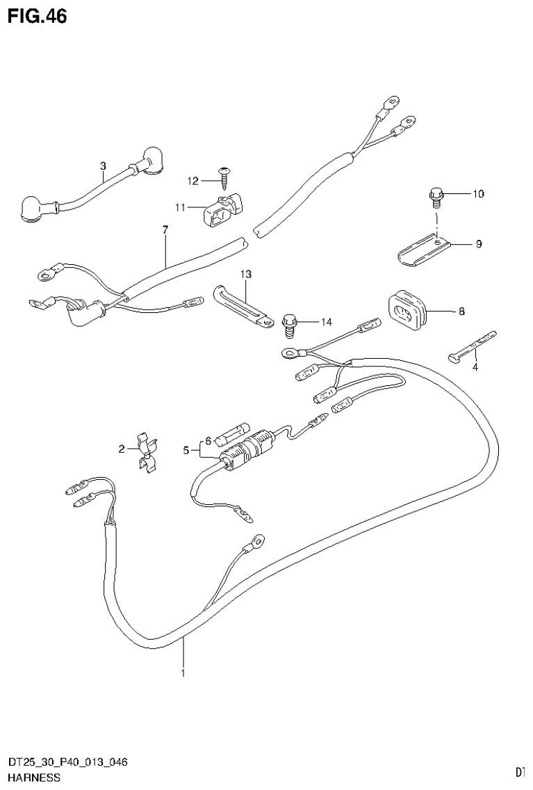 Suzuki DT25, DT25K, DT30, DT30R HARNESS (DT30 P40) parts diagram