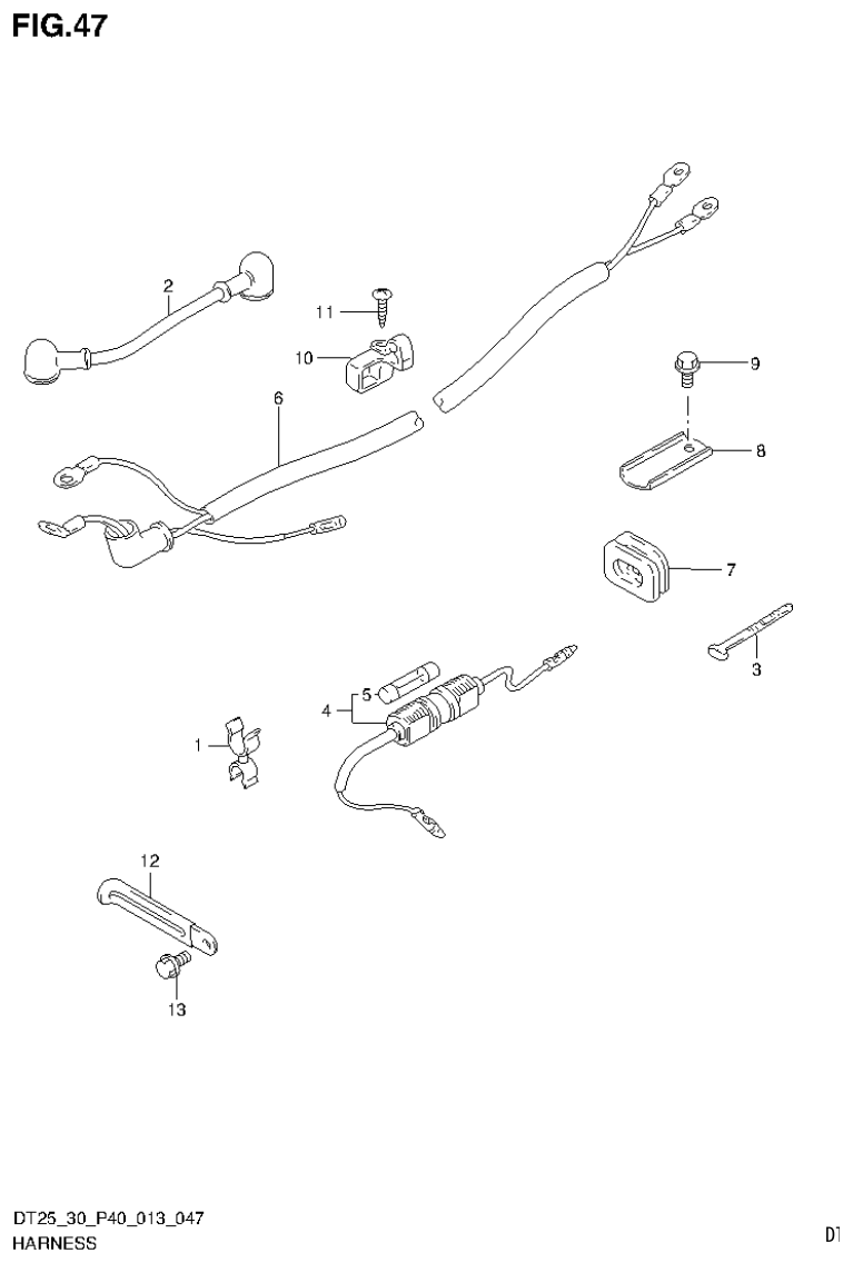 Suzuki DT25, DT25K, DT30, DT30R HARNESS (DT30R P40) parts diagram