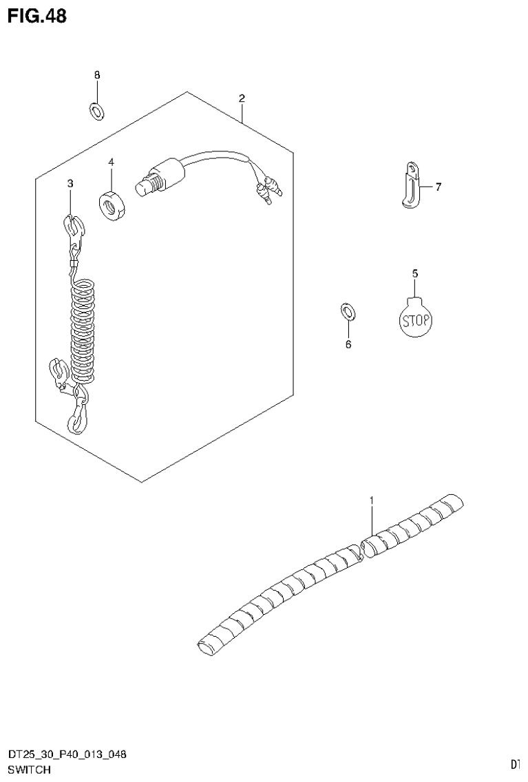Suzuki DT25, DT25K, DT30, DT30R SWITCH (DT25K P36) parts diagram