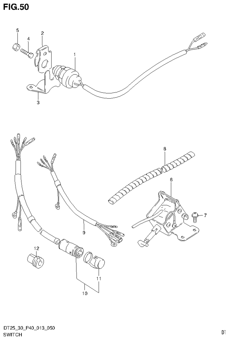 Suzuki DT25, DT25K, DT30, DT30R SWITCH (DT30R P40) parts diagram